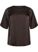 Blouse en satin &agrave; manches au coude, Marron, Packshot image number 0