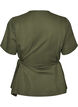 Blouse en m&eacute;lange de coton avec un col en V et un lien &agrave; nouer, Vert, Packshot image number 1