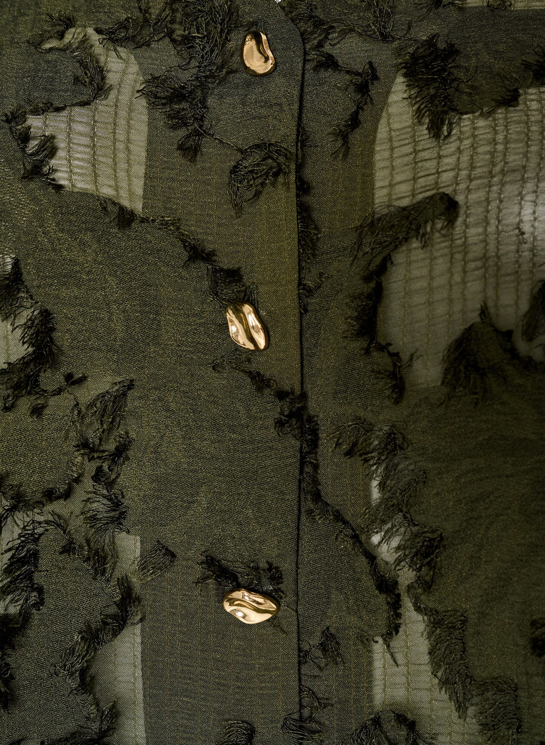 ZizziBlouse textur&eacute;e avec fils effiloch&eacute;s, Vert fonc&eacute;, Packshot image number 2