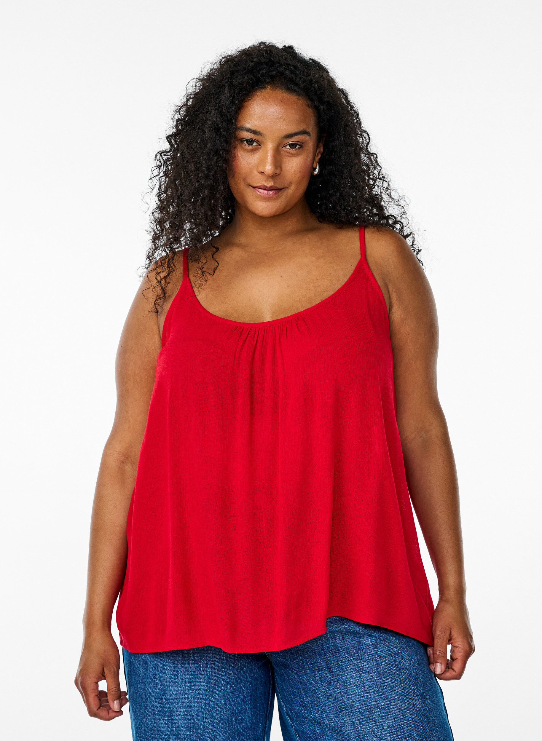 Top &agrave; bretelles en viscose, Rouge, Model