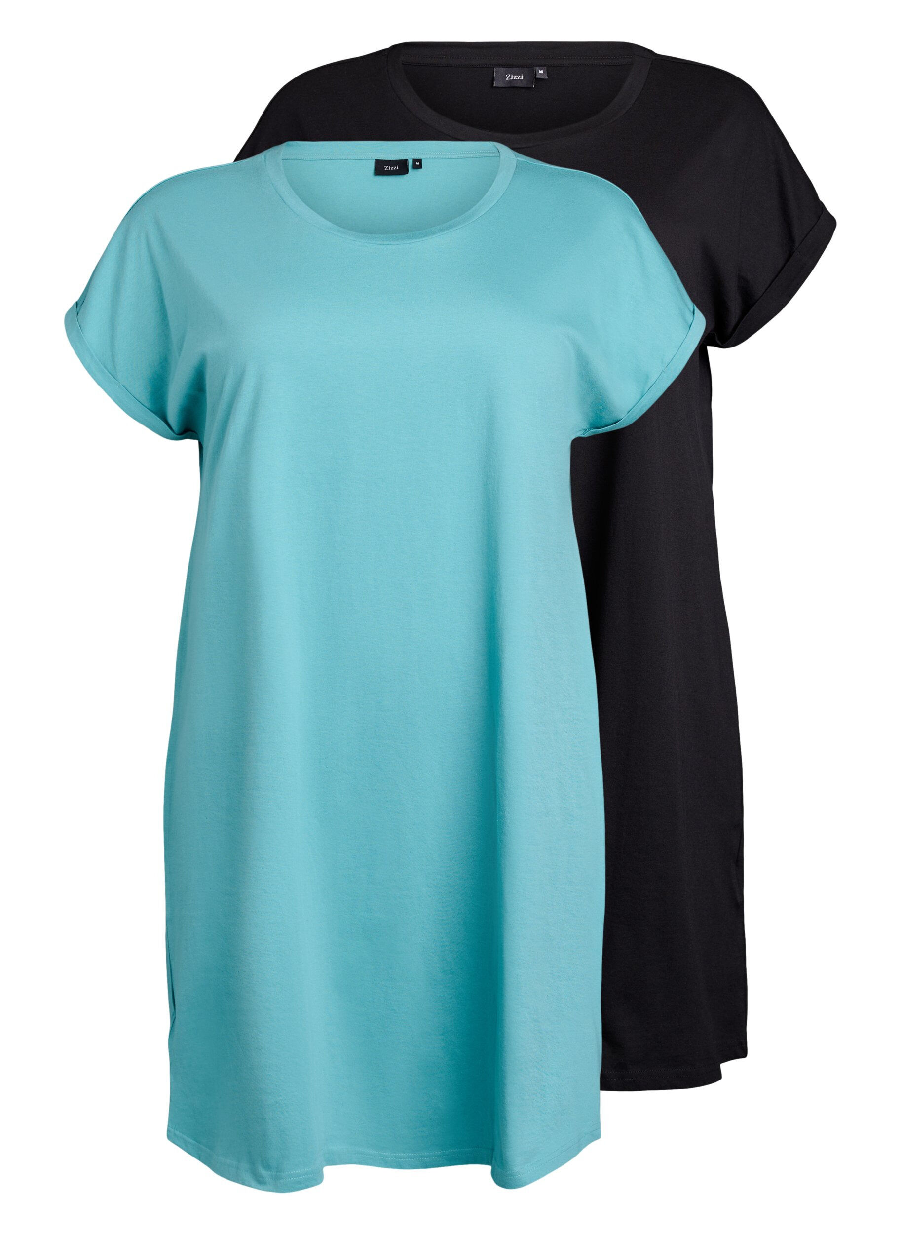 Zizzi2-pack Robe T-shirt &agrave; manches courtes, Bleu, Packshot image number 0