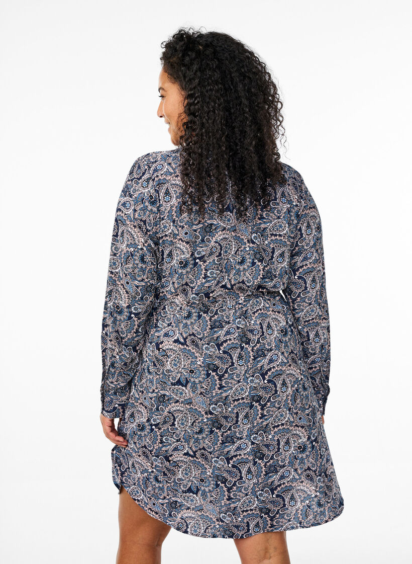 Robe mi-longue avec ceinture à nouer, Beige, Model image number 2