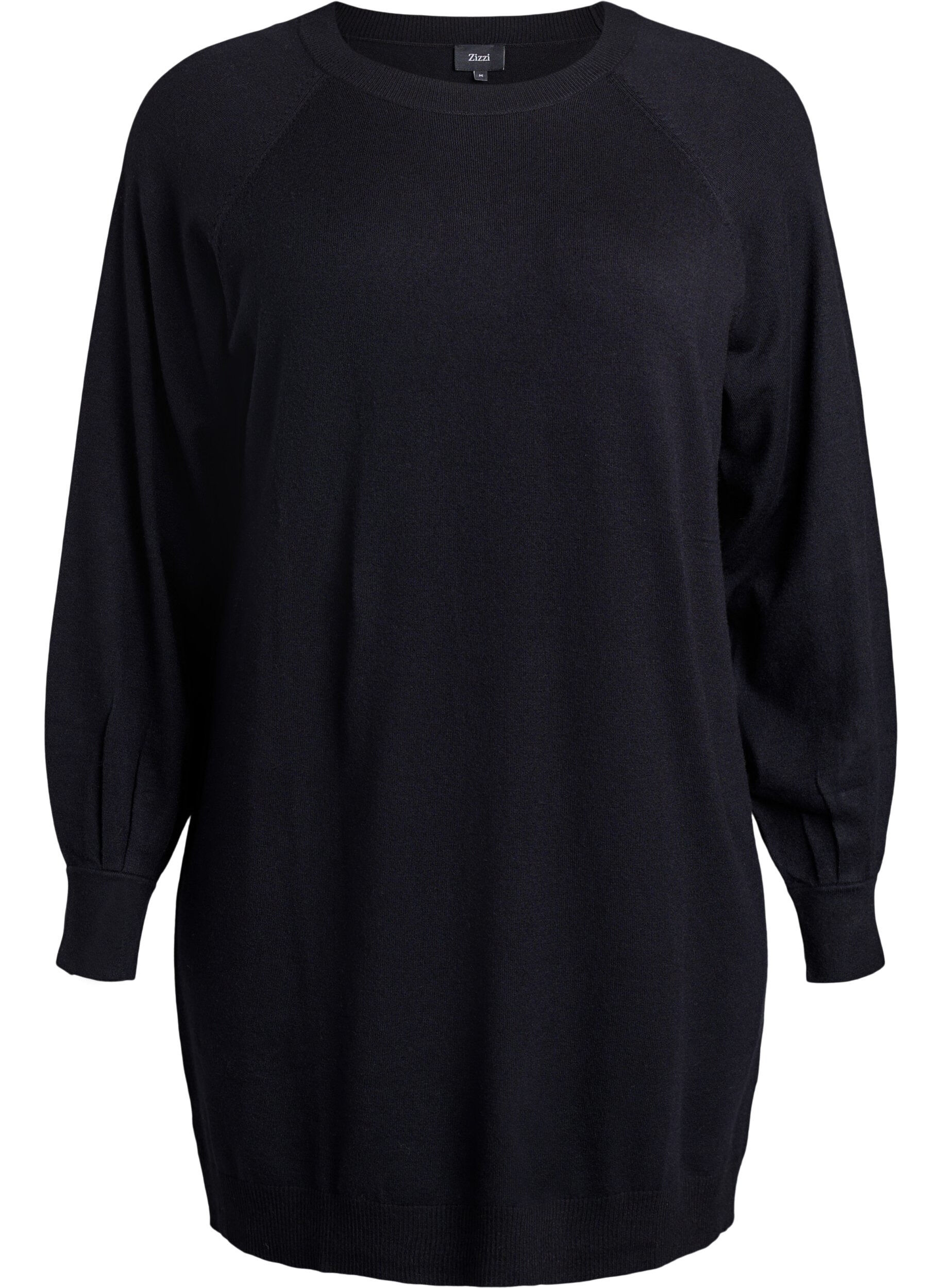 Zizzi Robe courte en maille avec manches raglan, Noir, Packshot image number 0