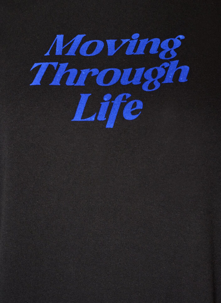 T-shirt en coton avec texte imprim&eacute;, Noir, Packshot image number 2
