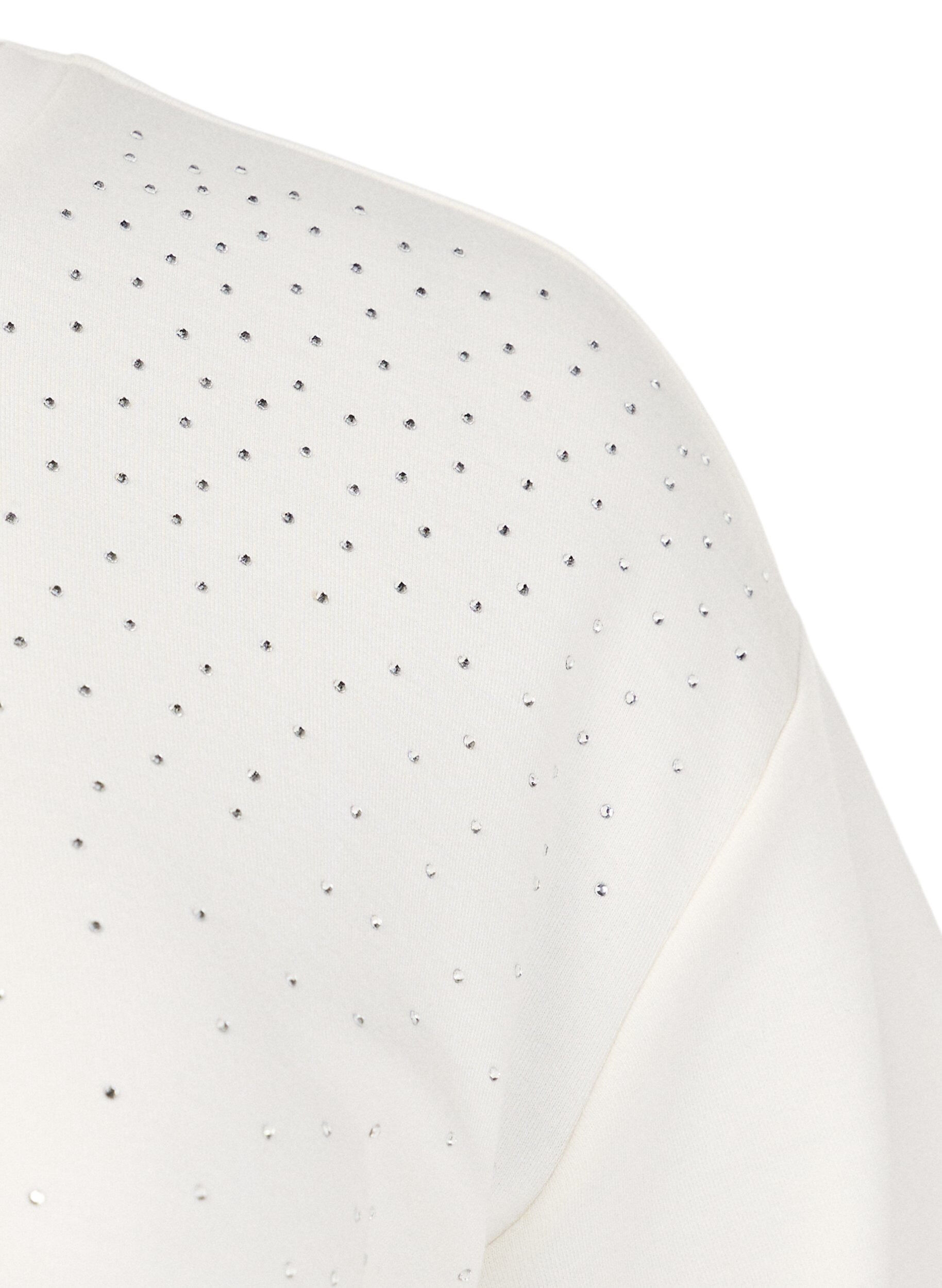 Zizzi T-shirt avec strass et col rond, Blanc, Packshot image number 2