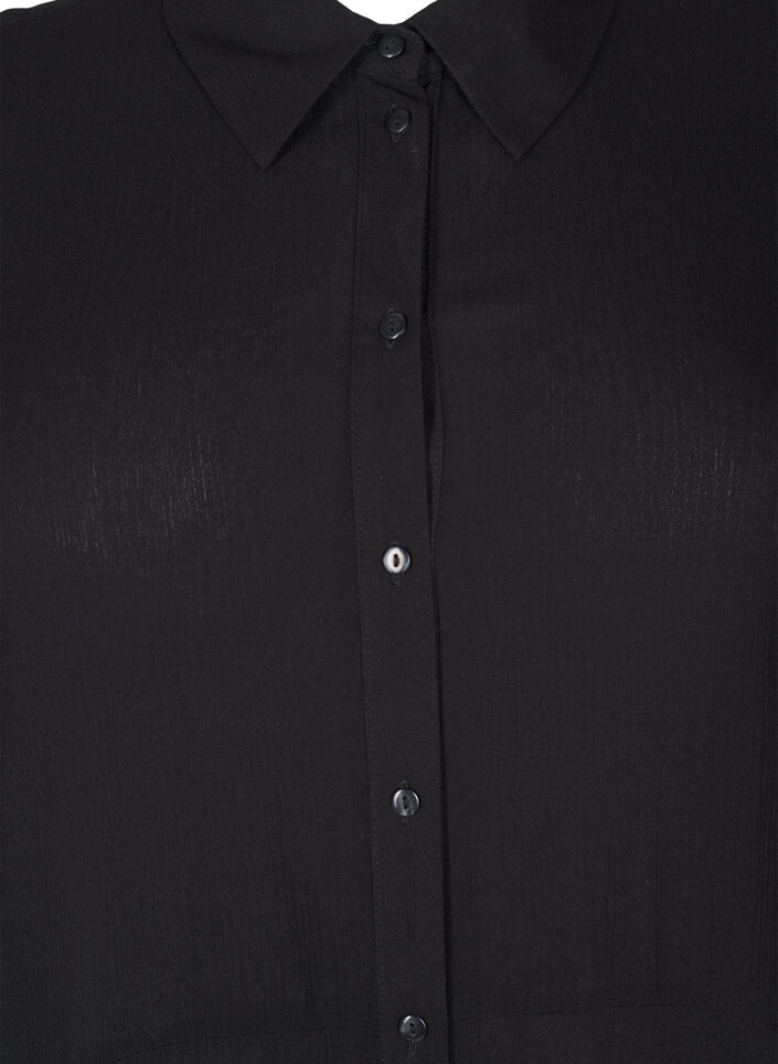 Robe chemise mi-longue &agrave; manches courtes, Noir, Packshot image number 2