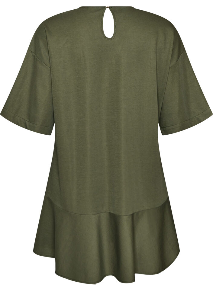 Robe courte ample avec ourlet &agrave; volants, Vert, Packshot image number 1