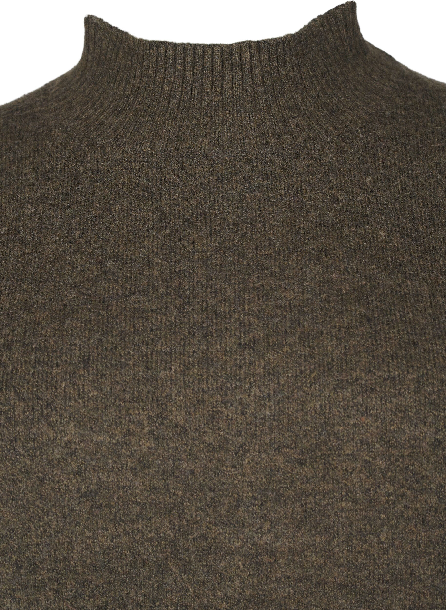 Zizzi Chemisier en laine tricot&eacute;e &agrave; col montant, Sea Turtle Mel., Packshot image number 2