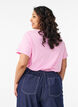 T-shirt dot&eacute; de boutons, Rose, Model image number 2