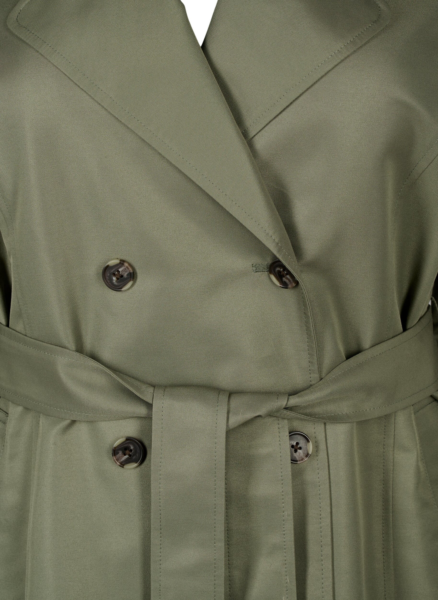 Zizzi Trench court avec ceinture, Vert Kaki, Packshot image number 2