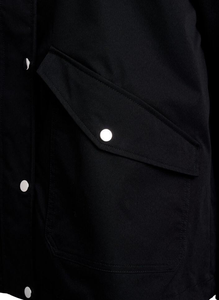 Veste courte de printemps avec capuche amovible, Noir, Packshot image number 3