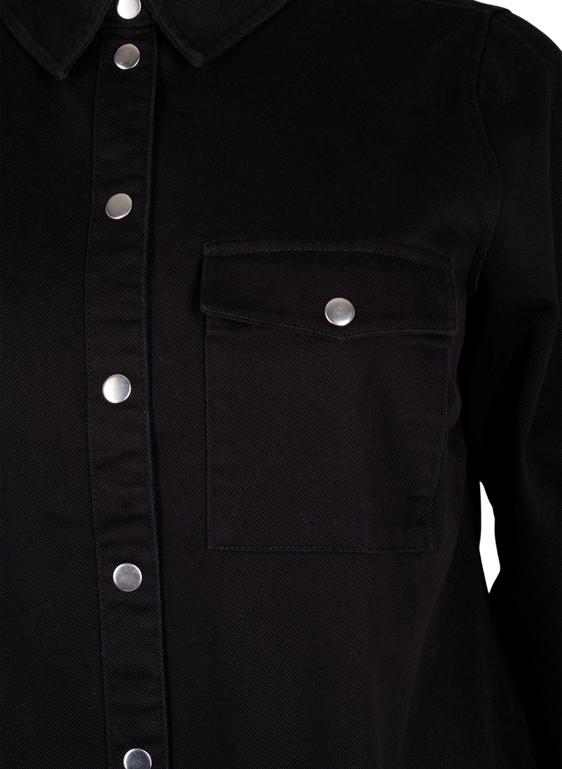 Zizzi Veste en toile boutonn&eacute;e, Black, Packshot image number 2
