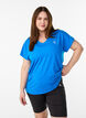 T-shirt ample de sport &agrave; col en V, Bleu, Model image number 0