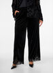 Pantalon en velours coupe ample avec finitions en dentelle, Noir, Model image number 0