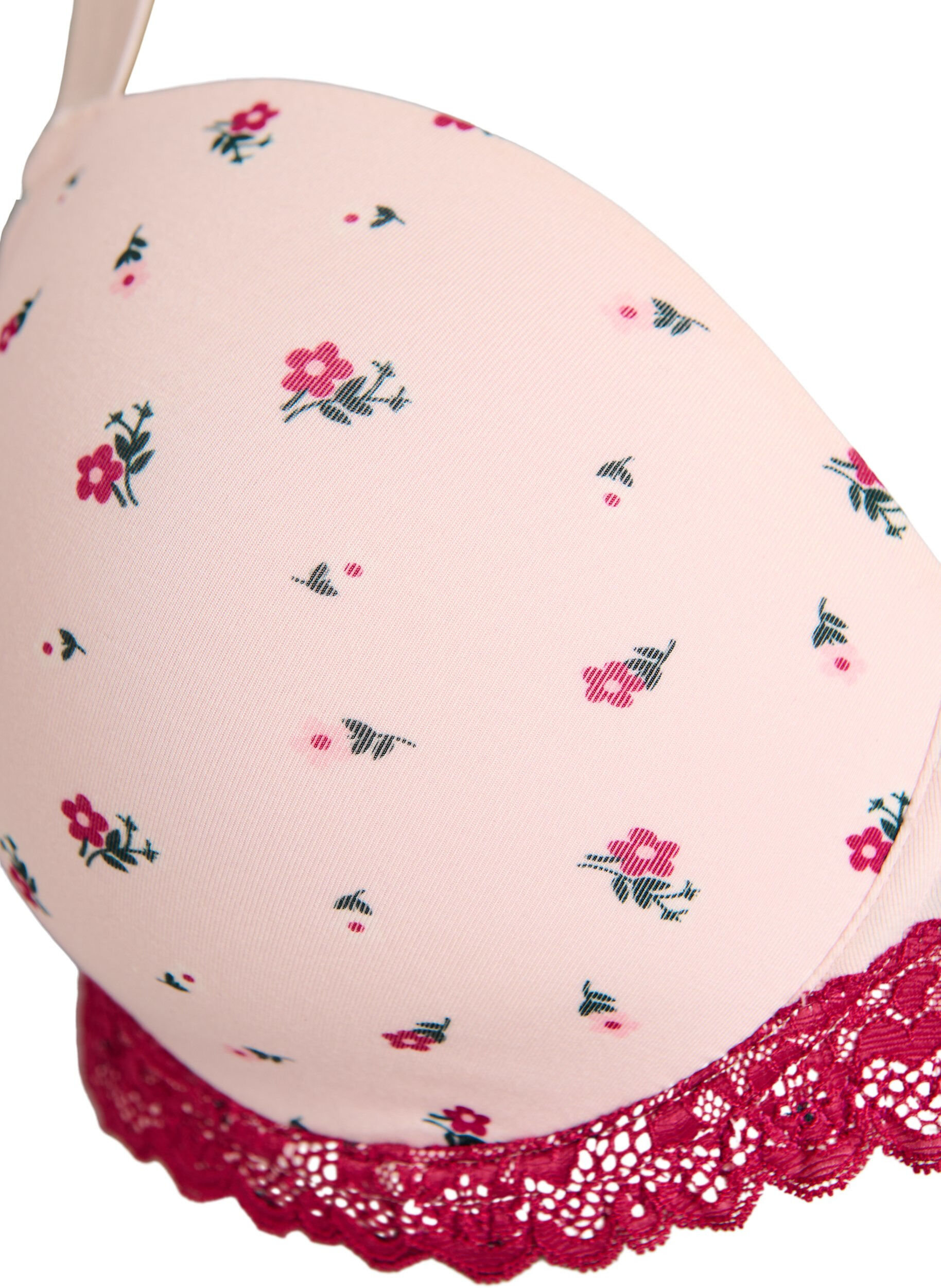 ZizziSoutien-gorge coqu&eacute; &agrave; imprim&eacute; floral et dentelle, Rose, Packshot image number 2