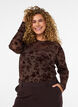 Blouse en maille avec motif floral, Marron, Model image number 0