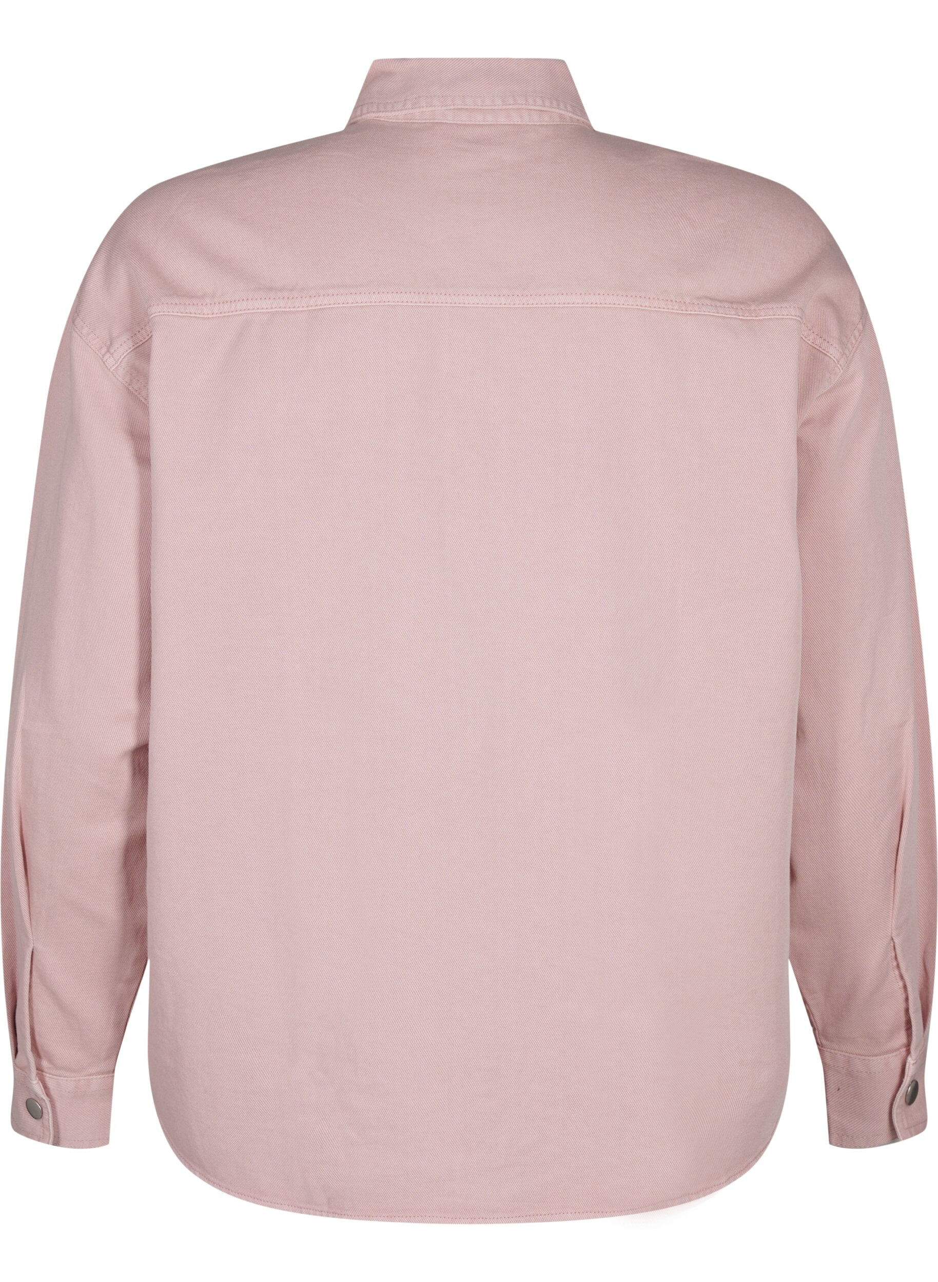 Zizzi Chemise en jean de couleur unie dot&eacute;e de poches sur la poitrine, Pale Mauve, Packshot image number 1