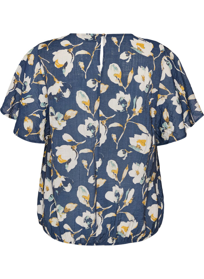 Blouse coupe ballon avec manches papillon, Bleu, Packshot image number 1