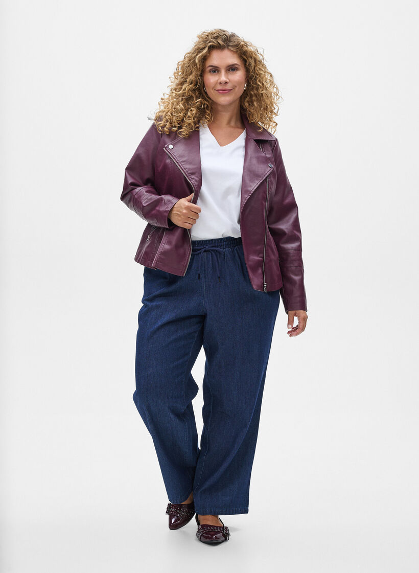 Perfecto en similicuir, Bordeaux fonc&eacute;, Model image number 1