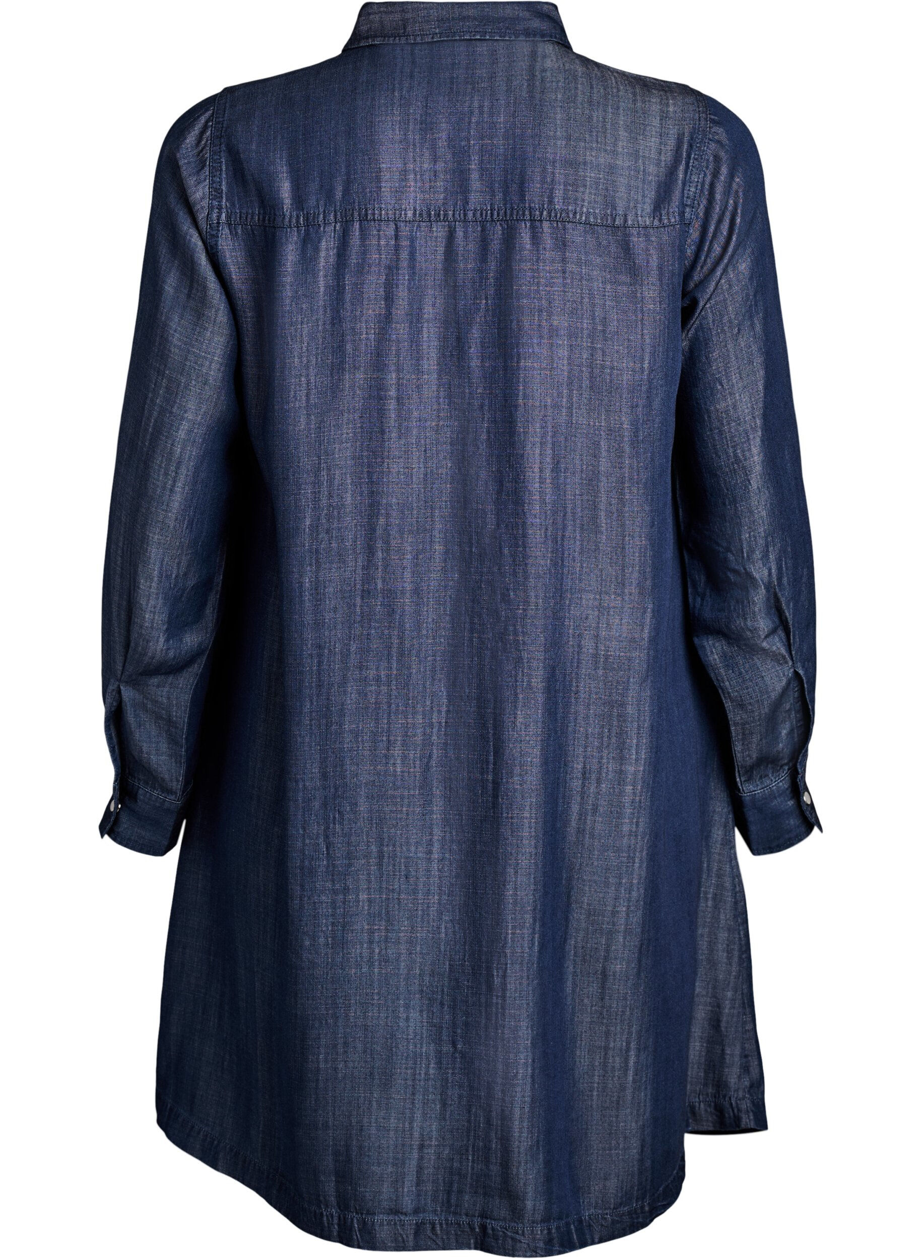 Zizzi Robe courte en lyocell denim avec pressions, Bleu, Packshot image number 1