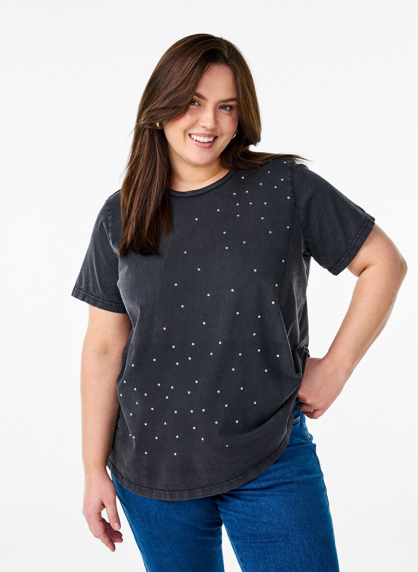 T-shirt en coton biologique avec une impression cool, Gris anthracite, Model image number 0