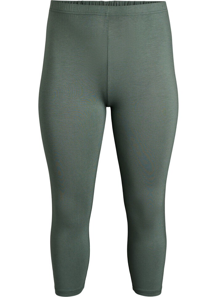 Leggings basiques longueur 3/4 en viscose, Vert fonc&eacute;, Packshot image number 0