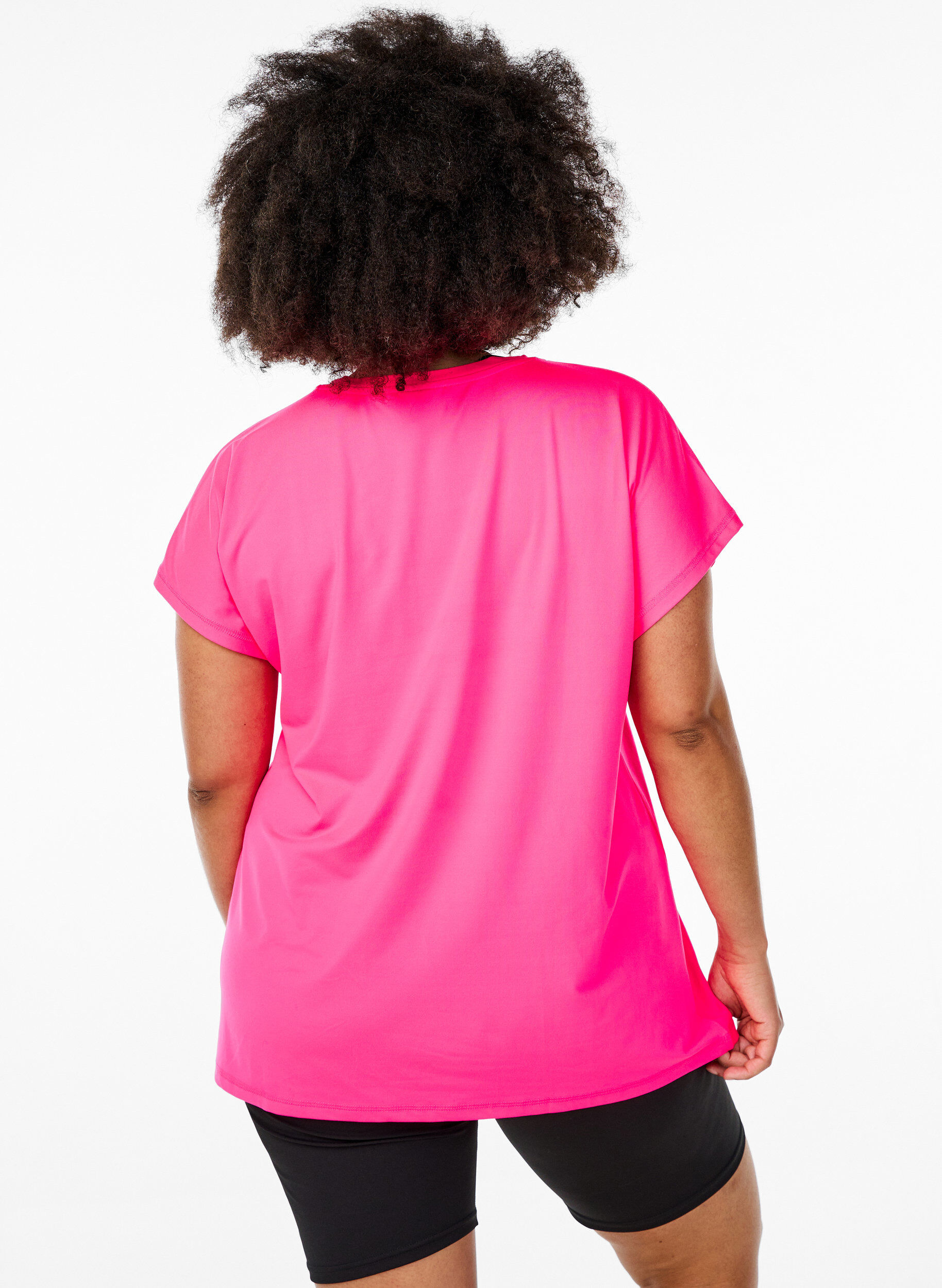 Zizzi T-shirt de sport couleur unie, Rose, Model image number 2