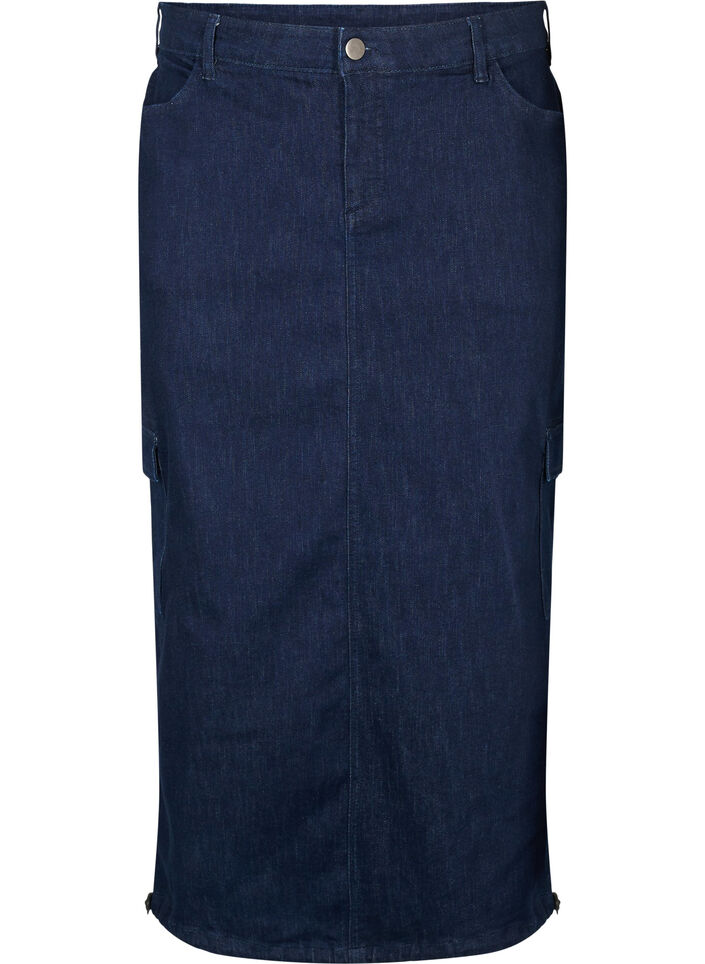 Jupe maxi en denim, Dark Blue Denim, Packshot image number 0