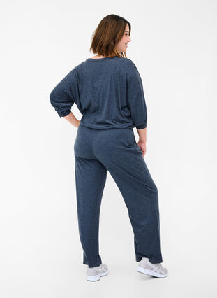Pantalon ample en matière côtelée, Night Sky Mel. , Model image number 1