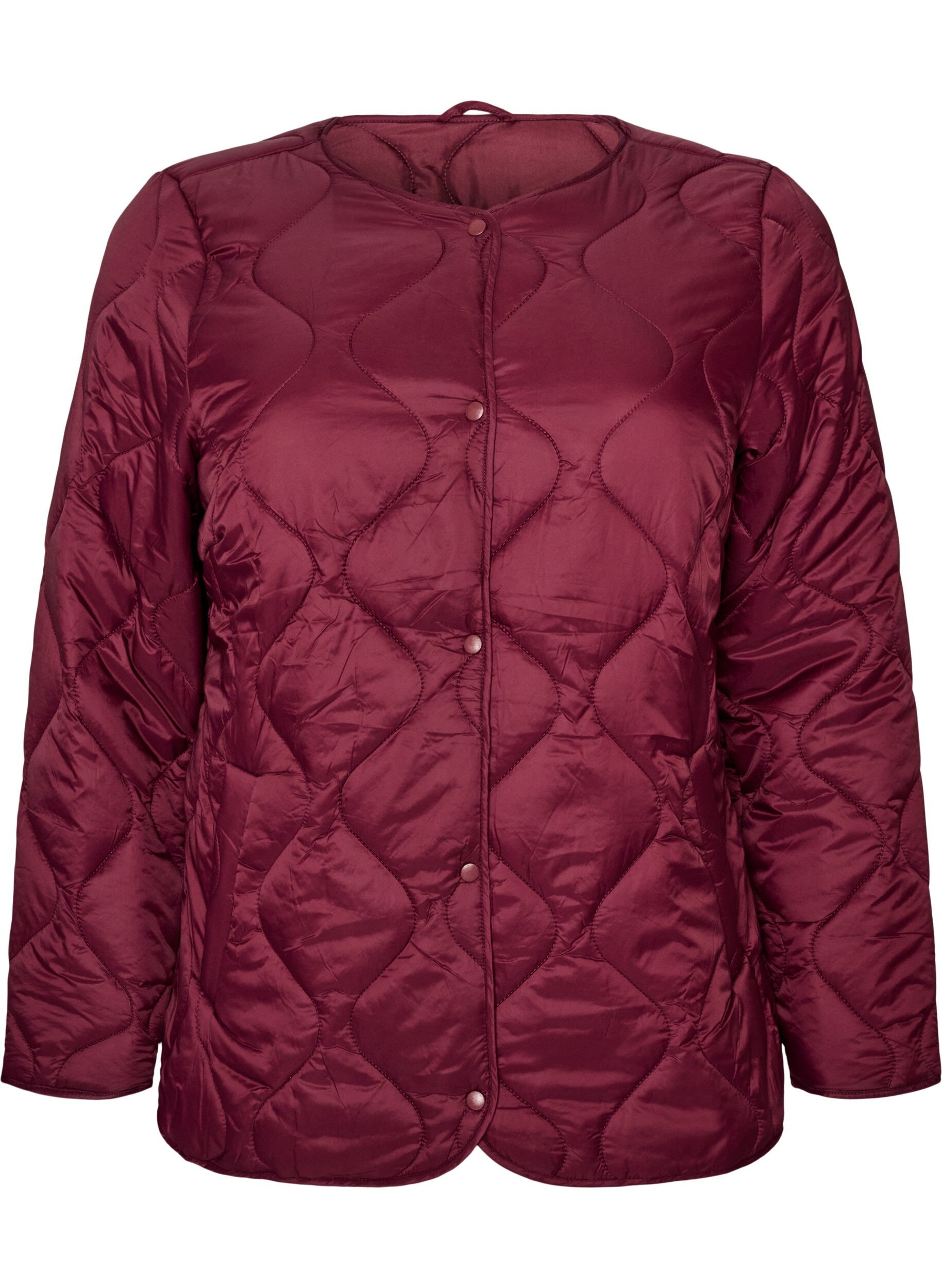 Veste matelass&eacute;e avec boutons-pression et col rond