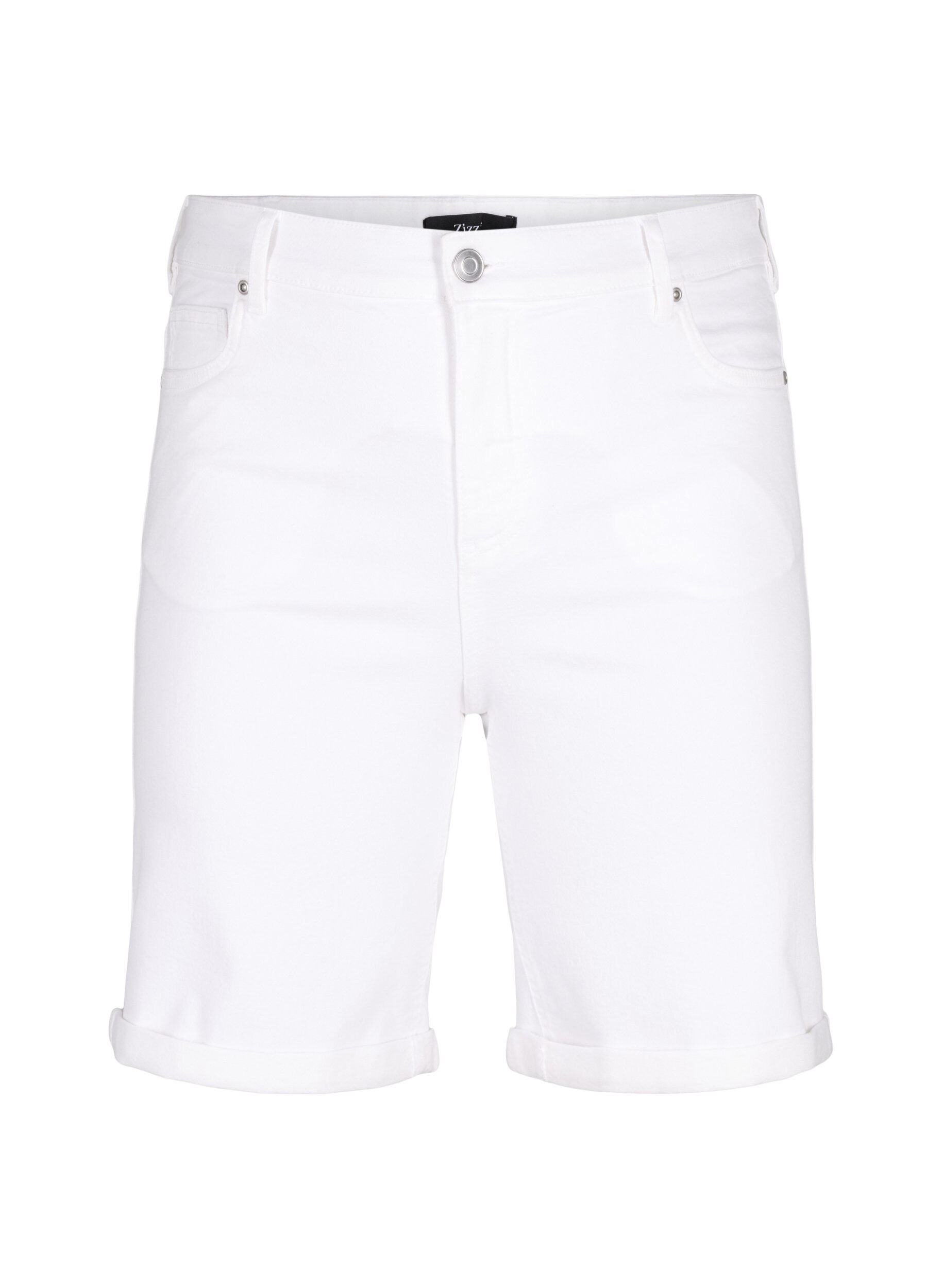 Zizzi  Shorts en jean moulants &agrave; taille haute, Bright White, Packshot image number 0