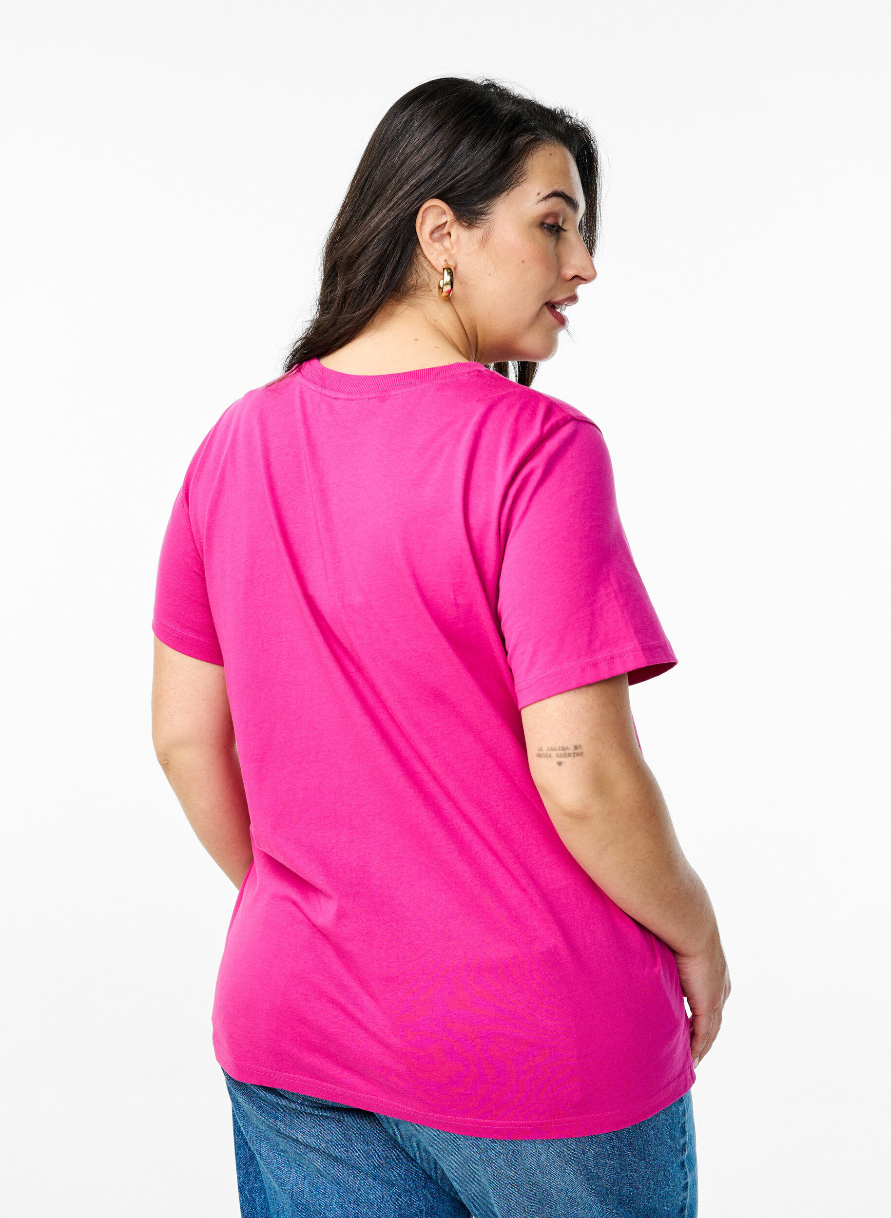 ZizziT-shirt basique en coton &agrave; col rond, Rose, Model image number 2