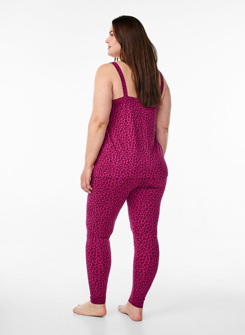 Legging mi-mollet en viscose, Rose, Model image number 1