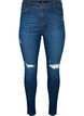 Jean Amy super mince avec destruction et taille haute, Dark blue, Packshot image number 0
