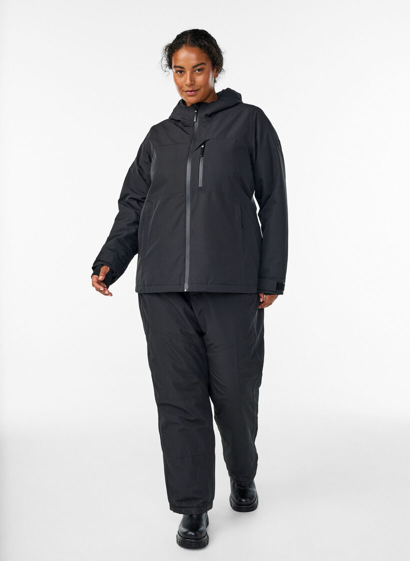 Veste de ski avec capuche et poches zipp&eacute;es, Noir, Model image number 1