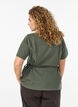Blouse en m&eacute;lange de coton avec un col en V et un lien &agrave; nouer, Vert, Model image number 1
