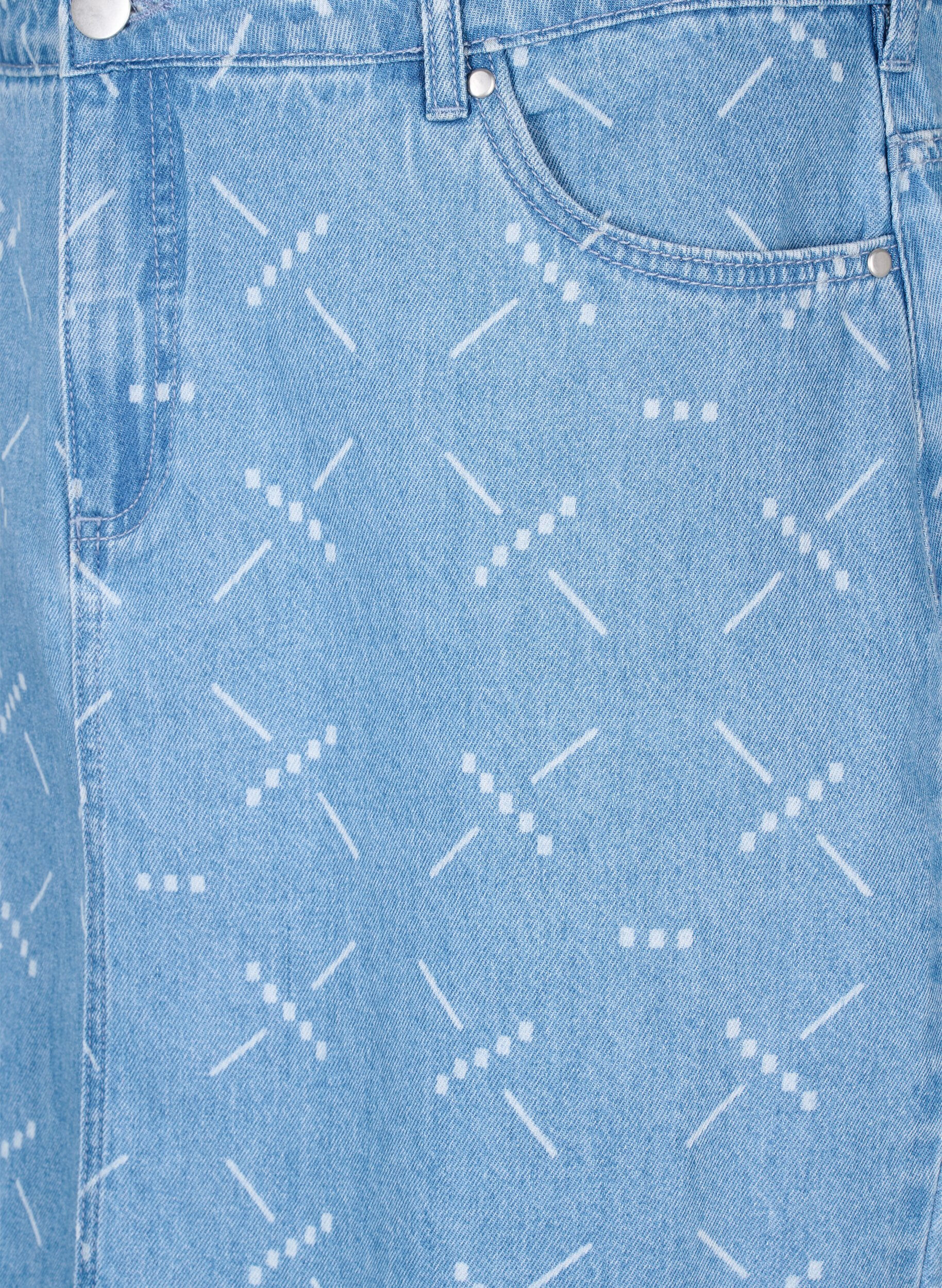 Zizzi Jupe en jean avec motif, Light blue denim, Packshot image number 2