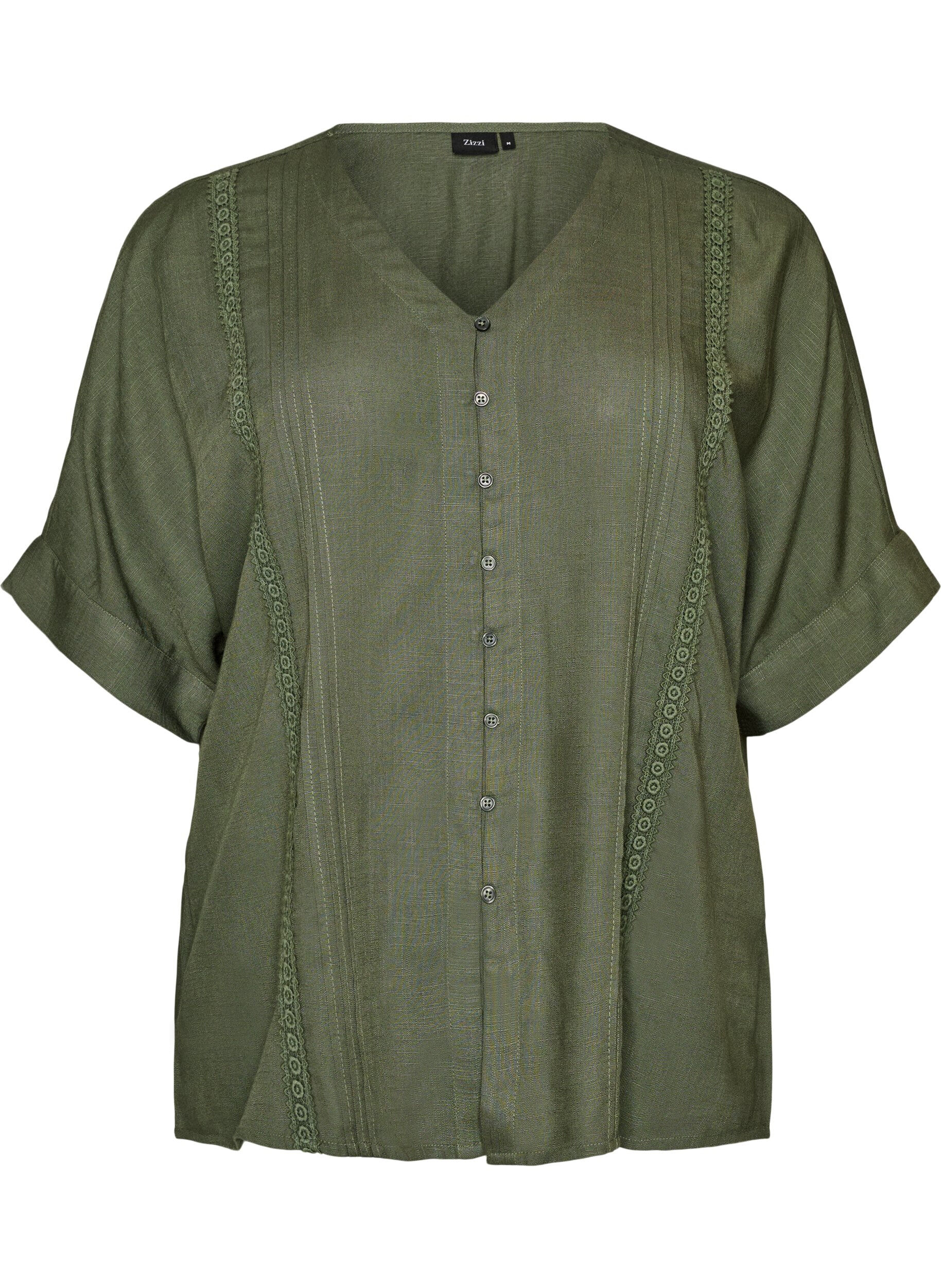 Blouse en viscose avec bordure crochet et boutons