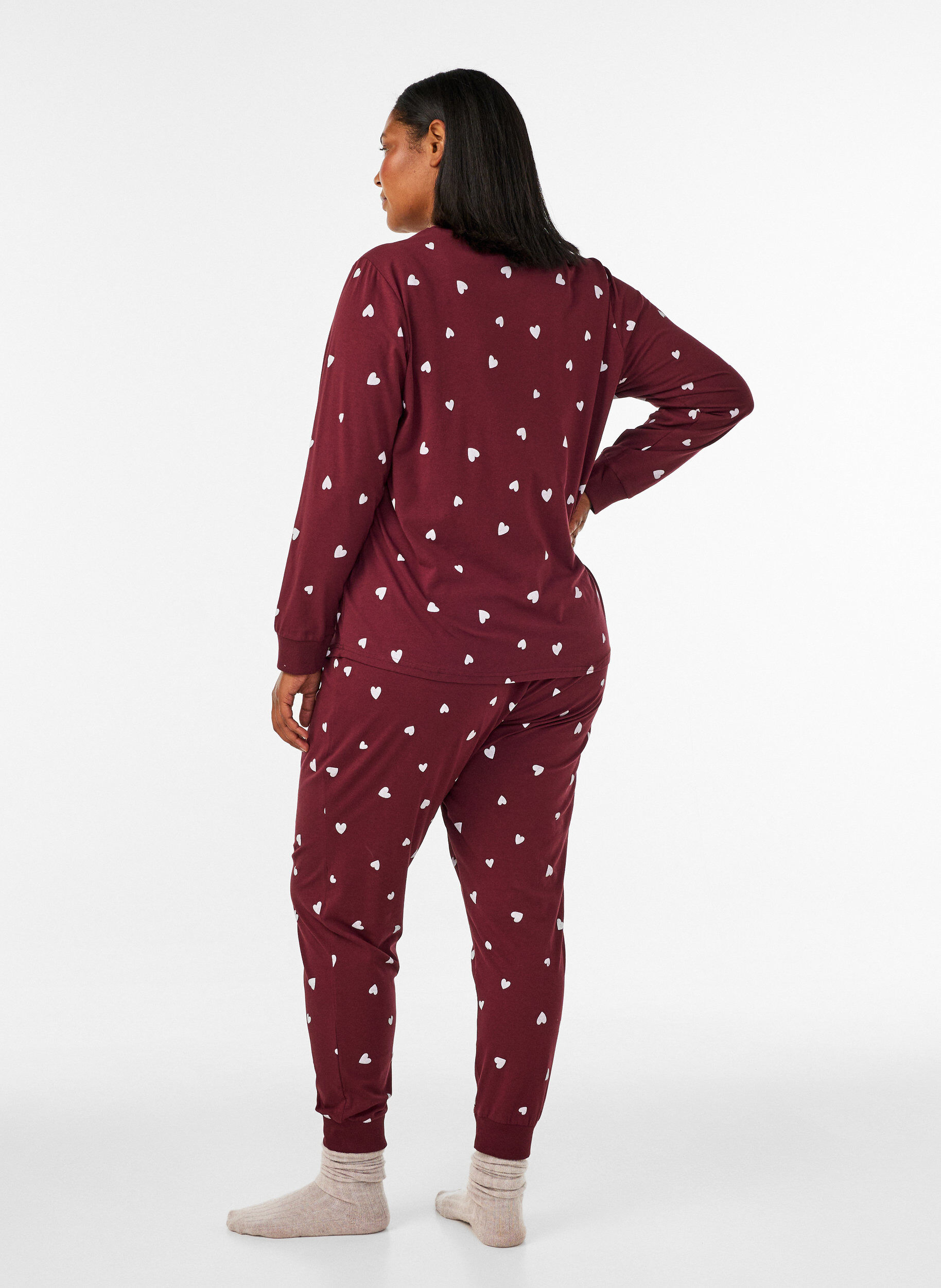 ZizziBas de pyjama imprim&eacute;, Bordeaux, Model image number 1