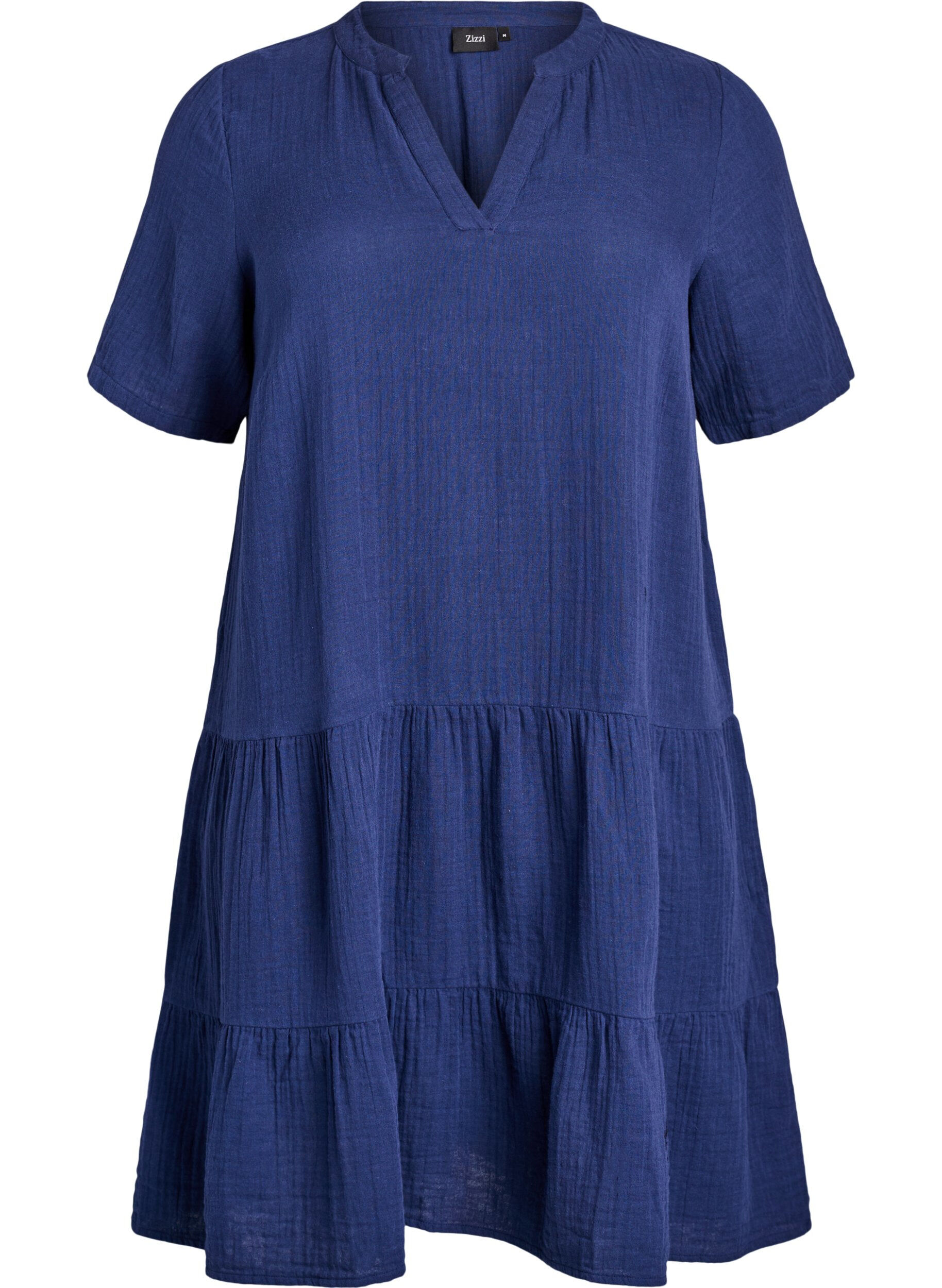ZizziRobe courte &eacute;vas&eacute;e en mousseline de coton, Bleu, Packshot image number 0