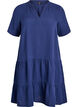 Robe courte &eacute;vas&eacute;e en mousseline de coton, Bleu, Packshot image number 0