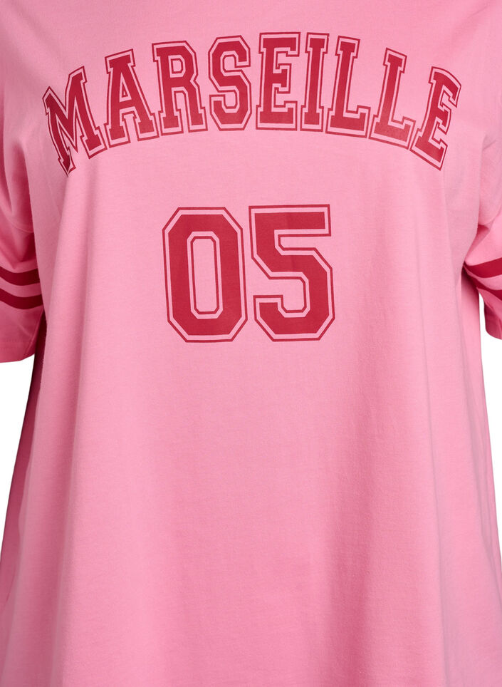 T-shirt coll&egrave;ge oversize et sportif, Rose, Packshot image number 2