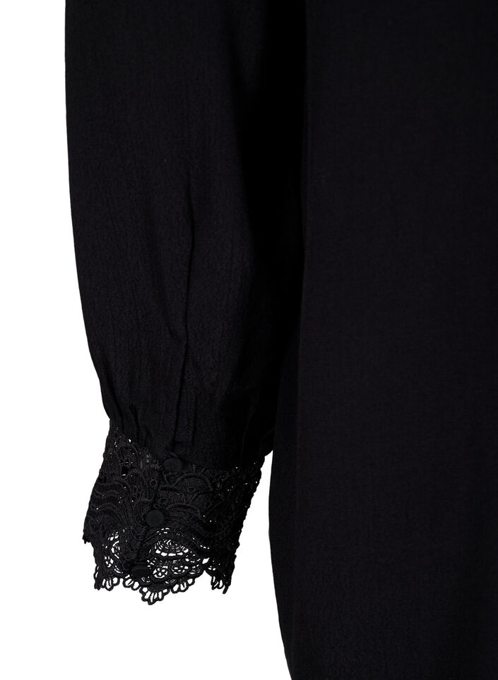 Chemise en viscose avec décolleté en V, Black, Packshot image number 3