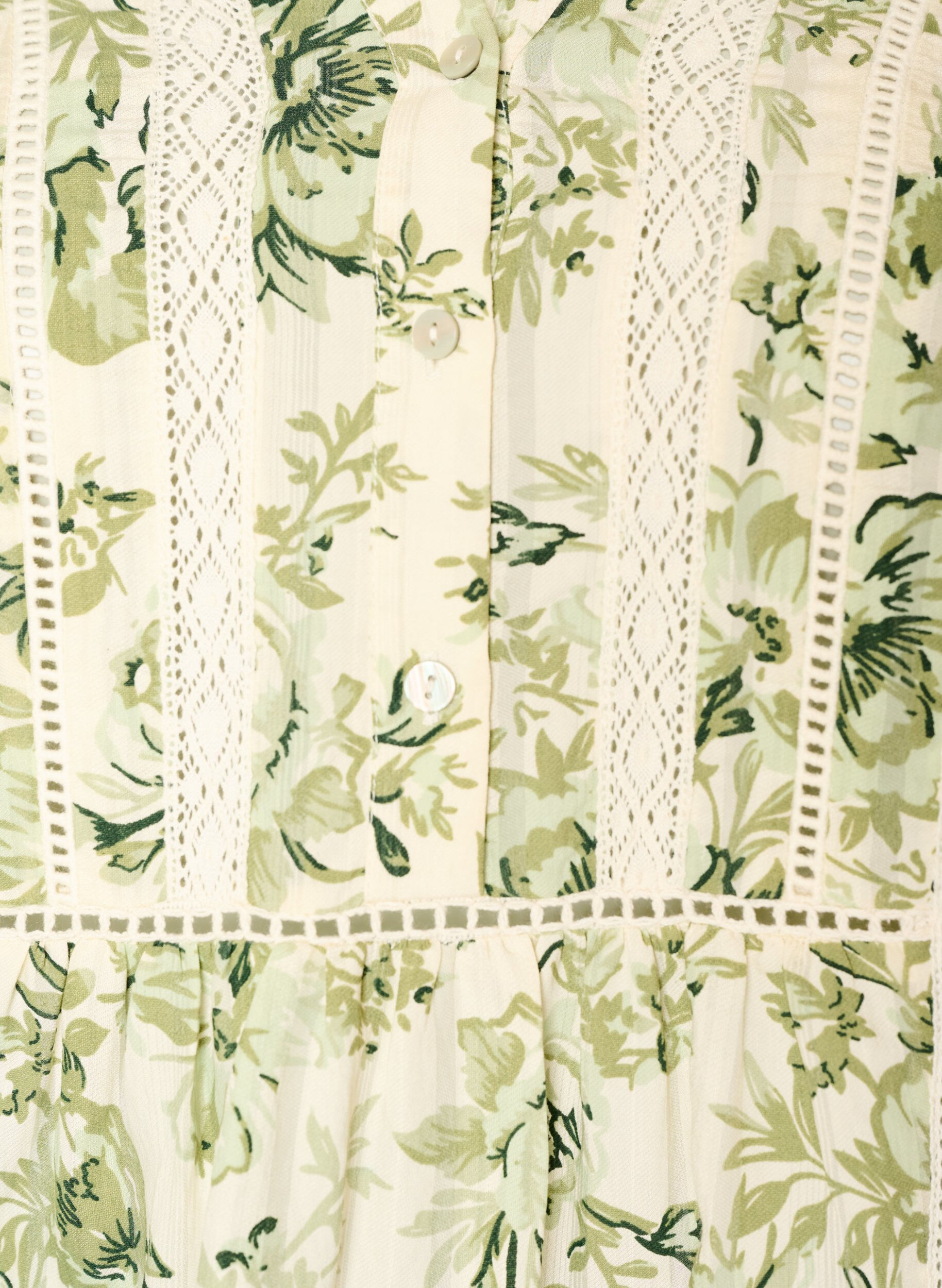 ZizziRobe courte en viscose avec bordure en dentelle et coupe trap&egrave;ze &eacute;vas&eacute;e, Vert, Packshot image number 2