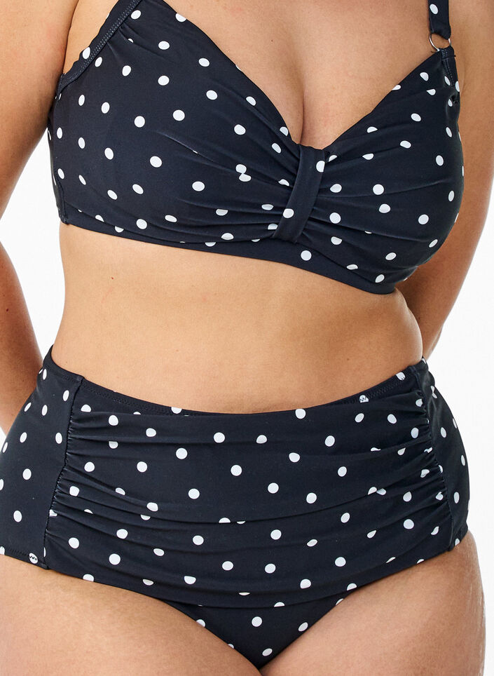 Culotte de bikini taille haute à motif, Noir, Packshot image number 2