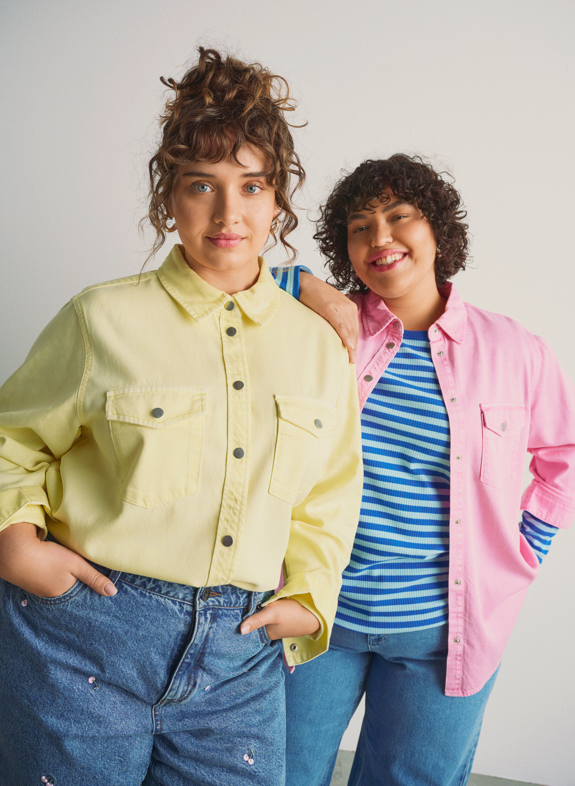 Zizzi Chemisier &agrave; rayures et &agrave; manches longues, Bleu Clair, Image image number 0