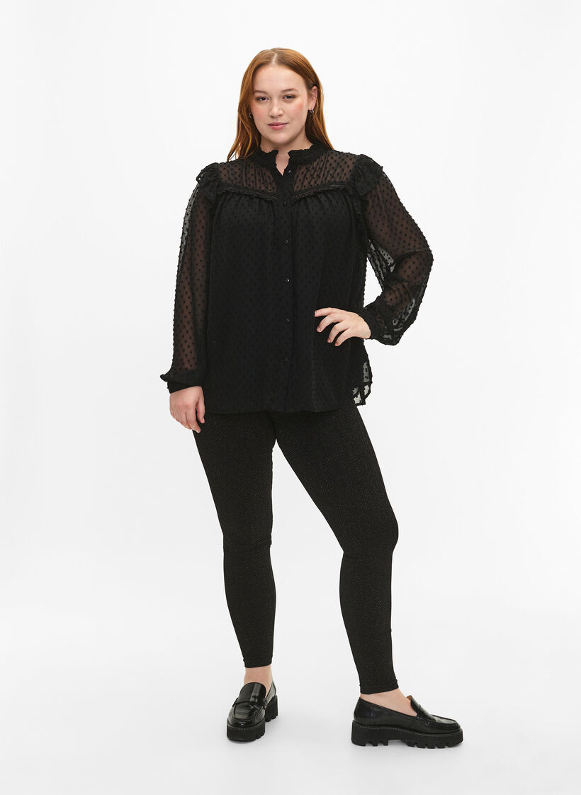 Leggings à paillettes sans couture, Black Gold Lurex, Model image number 3