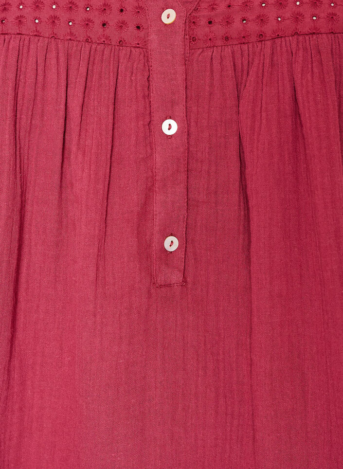 Blouse en mousseline de coton avec broderie anglaise, Rouge, Packshot image number 2