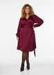 Robe courte en satin avec coupe portefeuille, Bordeaux, Model image number 0