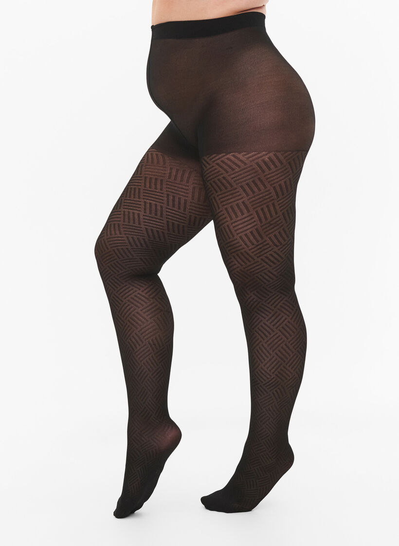 Collants à motifs en 50 deniers, Black, Model image number 0